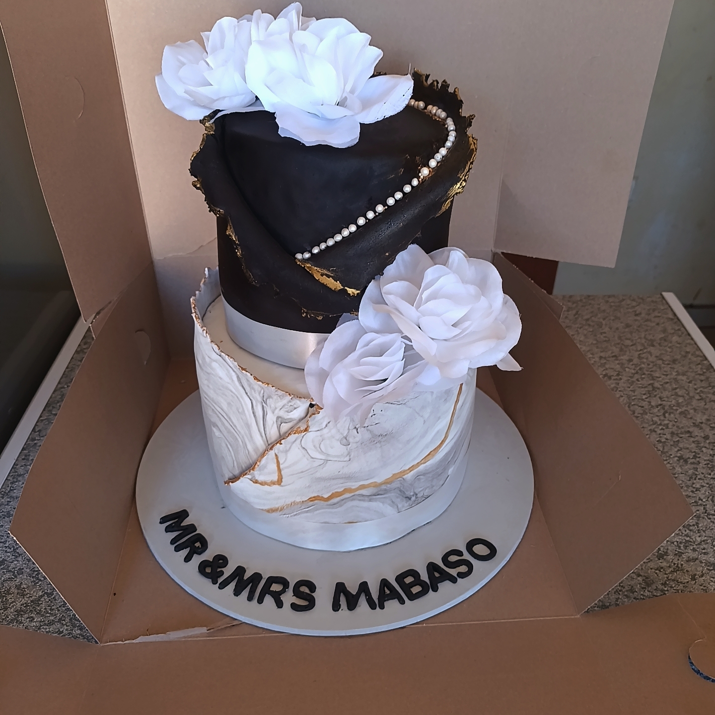 Black White Marble Wedding Cake